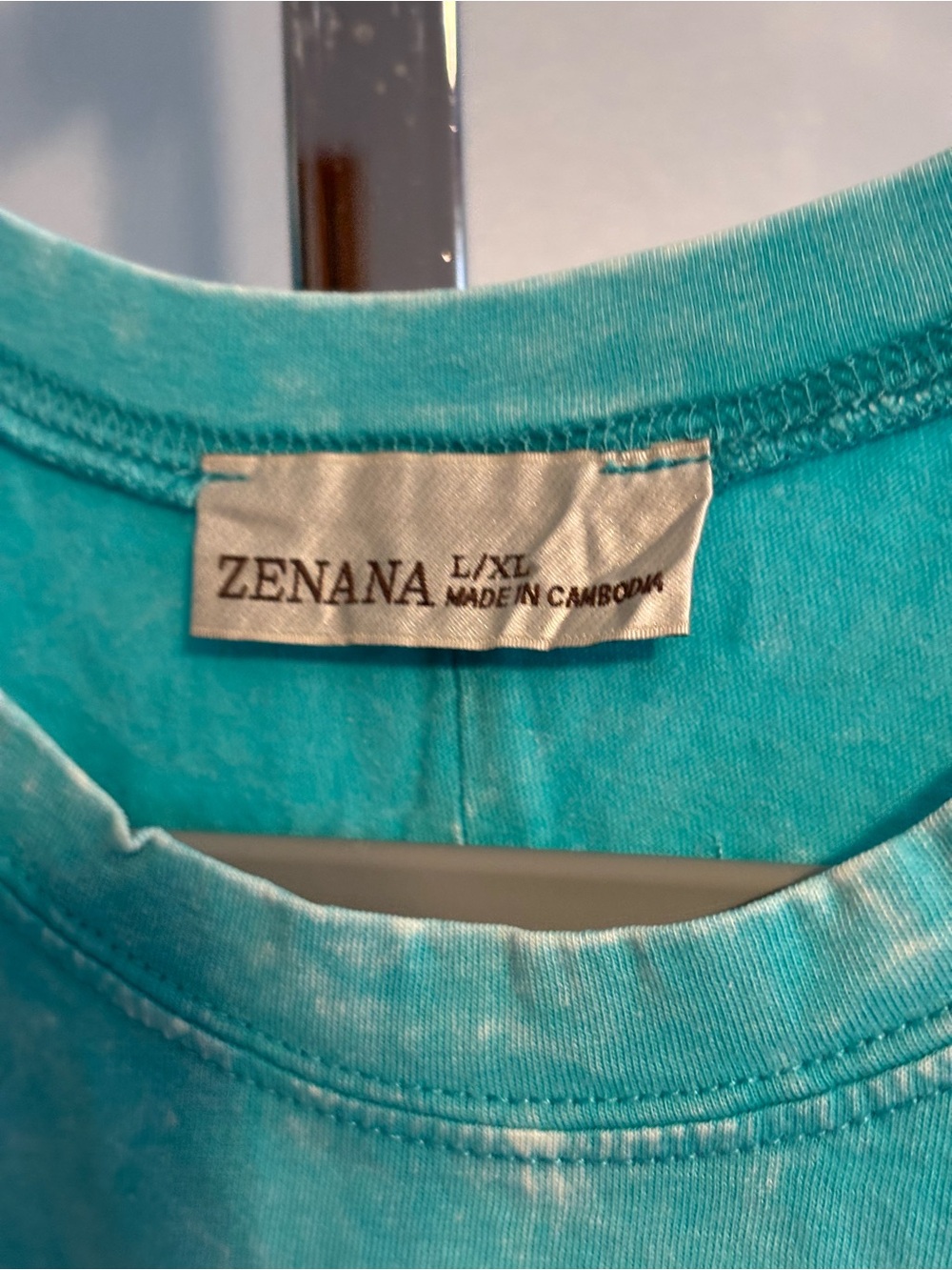 Zenana teal rounded hem short sleeve cropped top L/XL - Picture 3 of 4